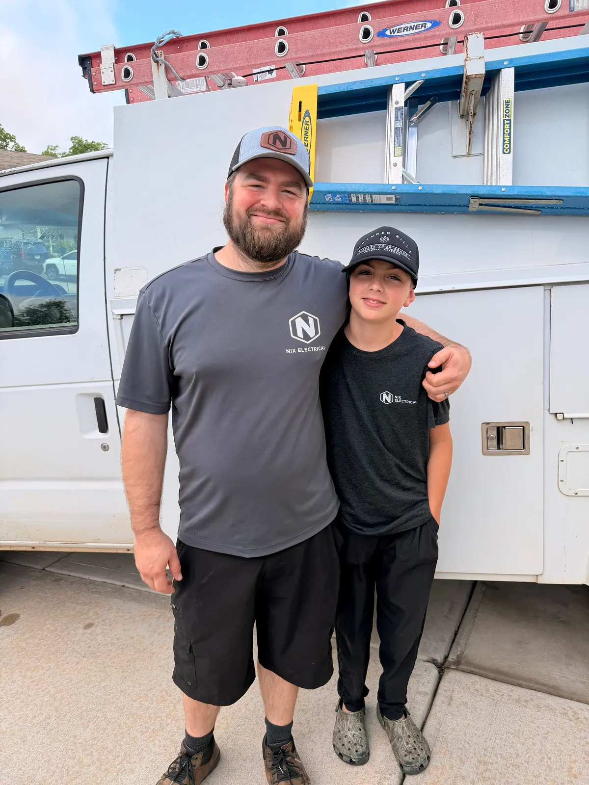 Nix Electrical team together after a job